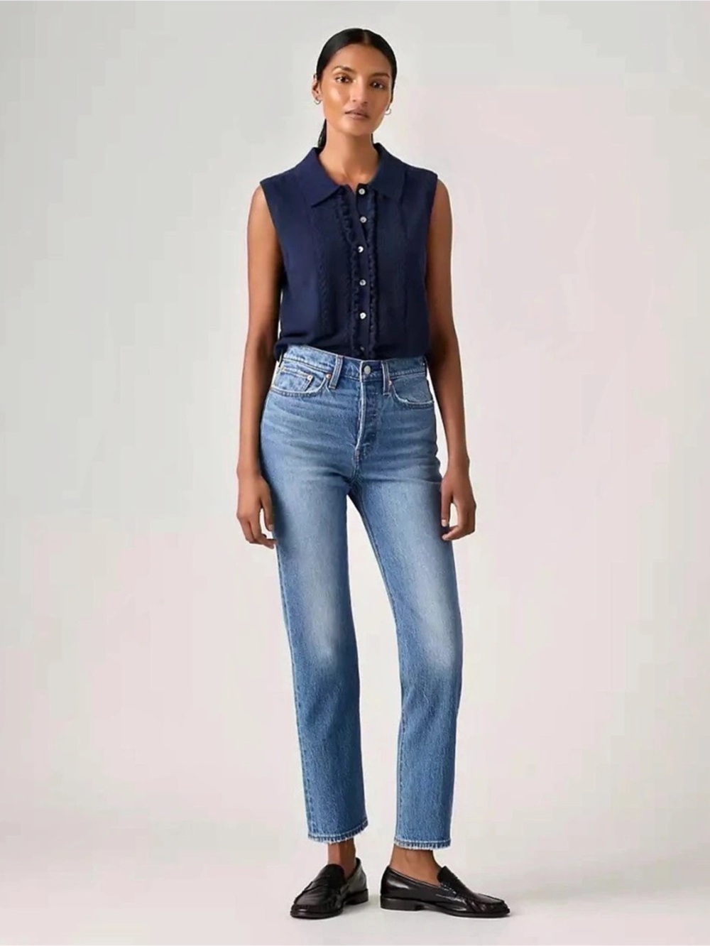 Levi’s Wedgie Straight Ankle Jeans Dance Around Medium Wash Size 32